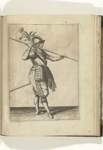 Soldier carrying his pike almost horizontally over his right shoulder (no. 9), ca. 1600