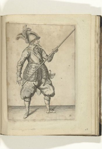 Soldier carrying his pike with his left hand at his right side, the point angled upwards (no. 13), ca. 1600