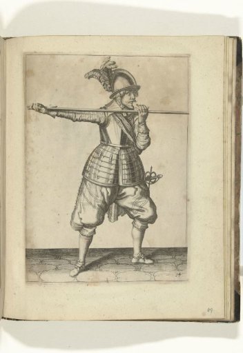Soldier carrying his pike horizontally at shoulder height with both hands, his right hand near the base of the weapon (no. 14), ca. 1600