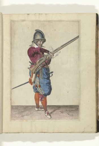 Soldier with a musket transferring his match from his right to his left hand (no. 14), ca. 1600