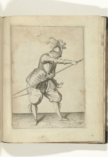 Soldier thrusting the point of his pike forward with his right hand while gripping the shaft with his left (no. 22), ca. 1600