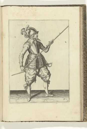 Soldier carrying his spear with both hands at his right side, the point angled upward (no. 15), ca. 1600