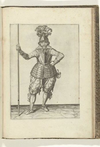 Soldier, seen from the front, holding his spear upright with his right hand (no. 17), ca. 1600