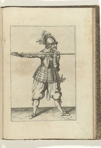 Soldier carrying his spear with both hands horizontally at shoulder height (no. 19), ca. 1600