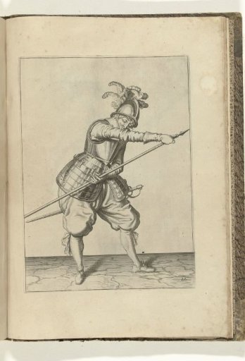 Soldier thrusting the point of his spear forward with his right hand while holding the shaft with his left hand (no. 22), ca. 1600