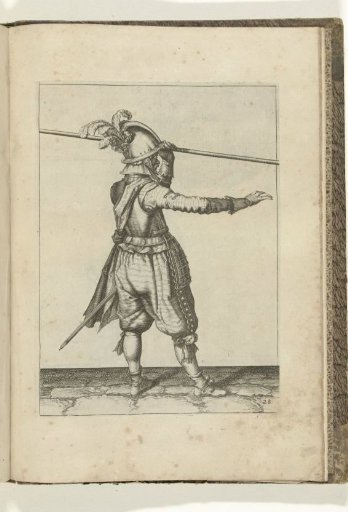 Soldier carrying his spear with his left hand above his left shoulder, his right hand extended forward (no. 28), ca. 1600