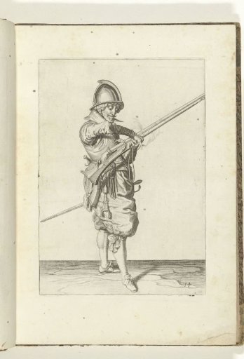 Soldier with an arquebus transferring the match from his right to his left hand (no. 14), ca. 1600.