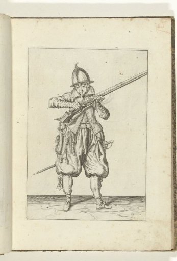 Soldier blowing powder from his arquebus (no. 19), ca. 1600.