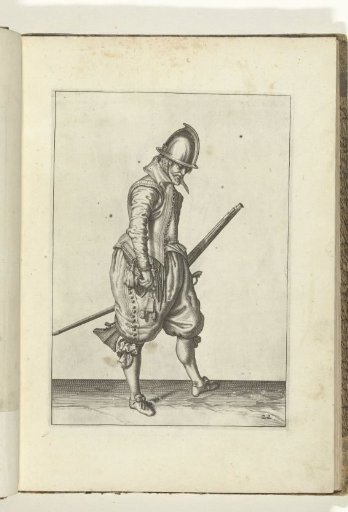 Soldier with an arquebus opening his powder horn (no. 22), ca. 1600.