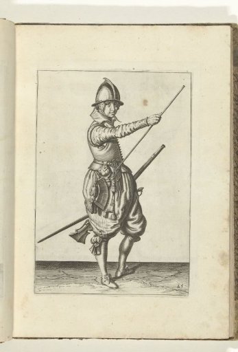 Soldier with an arquebus sliding his right hand to the end of his ramrod (no. 25), ca. 1600.