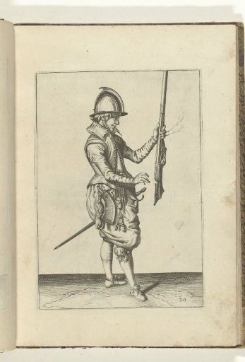 Soldier holding his arquebus upright with his left hand (no. 30), ca. 1600.