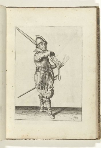 Soldier on guard taking his arquebus from his shoulder (no. 34), ca. 1600