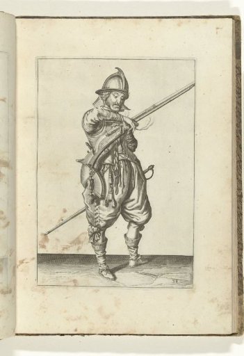 Soldier on guard with an arquebus taking the match (no. 38), ca. 1600