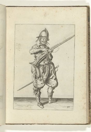 Soldier on guard pressing the match onto the cock of his arquebus (no. 40), ca. 1600