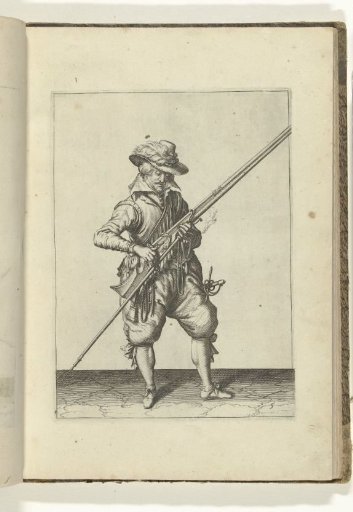 Soldier holding his musket at his right side with his left hand (no. 5), ca. 1600