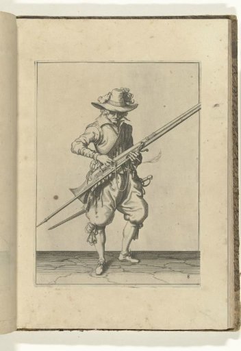 Soldier pressing the match onto the cock of his musket (no. 8), ca. 1600