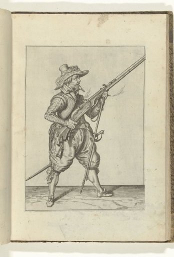 Soldier placing his fork under his musket (no. 11), ca. 1600