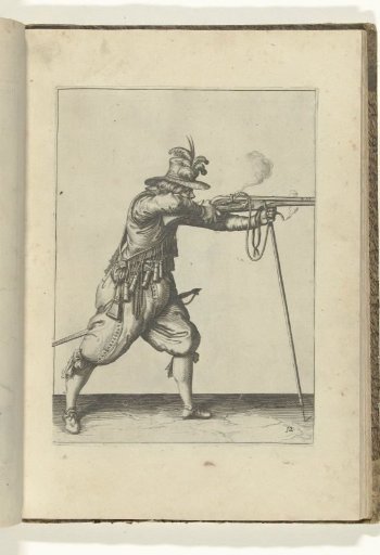 Soldier firing his musket, supported by his fork (no. 12), ca. 1600