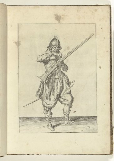 Soldier with a musket bringing the match to his mouth to blow it clean (no. 6), ca. 1600