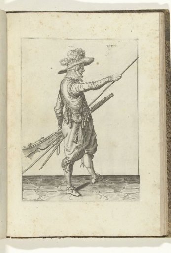 Soldier with a musket sliding his right hand to the end of his ramrod (no. 26), ca. 1600