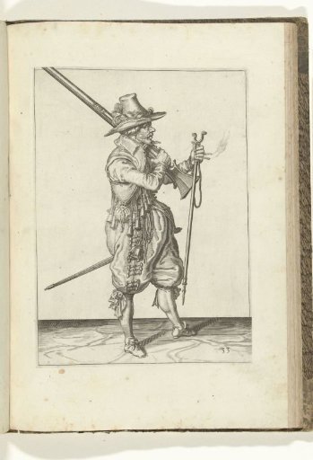 Soldier resting his musket on his shoulder with his right hand (no. 33), ca. 1600