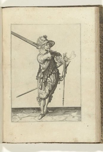 Soldier on guard taking his musket from his shoulder (no. 35), ca. 1600