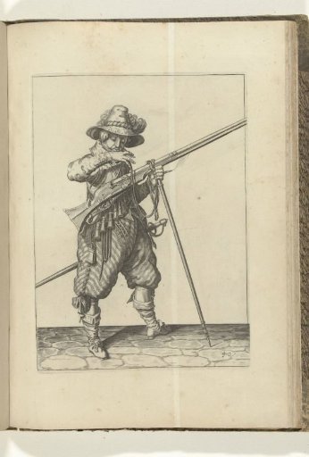 Soldier on guard with a musket, blowing out the match (no. 40), ca. 1600