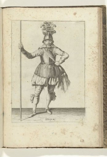 Soldier, seen from the front, holding his pike upright with his right hand (no. 1), ca. 1600