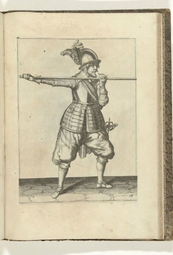 Soldier carrying his spear with both hands horizontally at shoulder height, his right hand at the base of the weapon (no. 14), ca. 1600