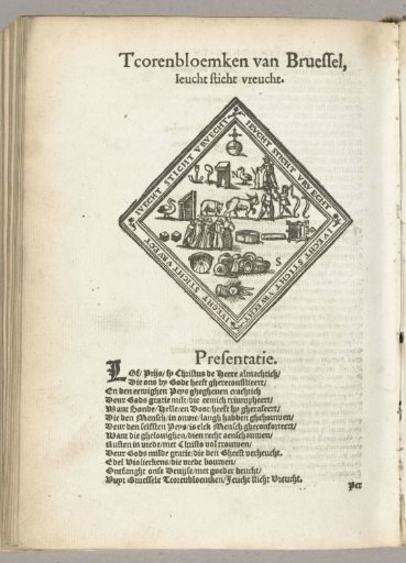 Rebus coat of arms of De Corenbloem (Brussels), 1561