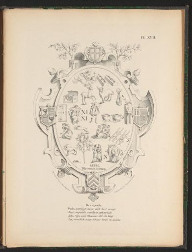 Rebus coats of arms of De Groeiende Boom (Lier), 1561