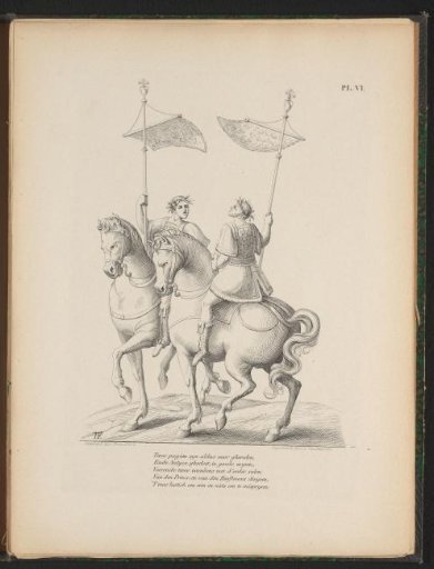 Two pages of De Violieren, on horseback, 1561
