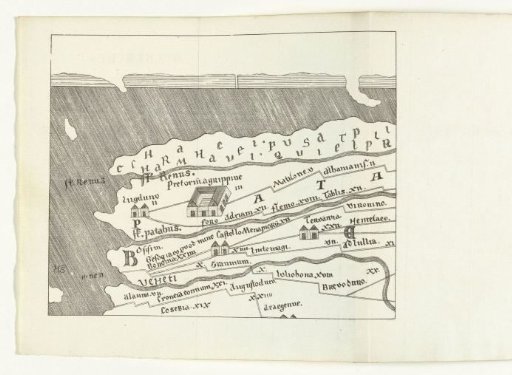 Old map with the outflows of the Rhine into the sea
