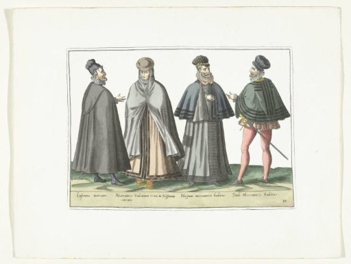 Three Men and a Woman Dressed According to Foreign Fashion, ca. 1580