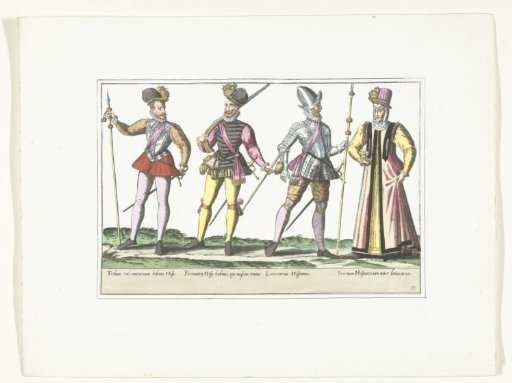 Three Spanish Soldiers in Uniform and a Camp Follower, ca. 1580