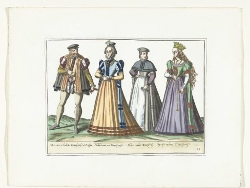 A Man and Three Women Dressed According to German Fashion in Danzig, ca. 1580