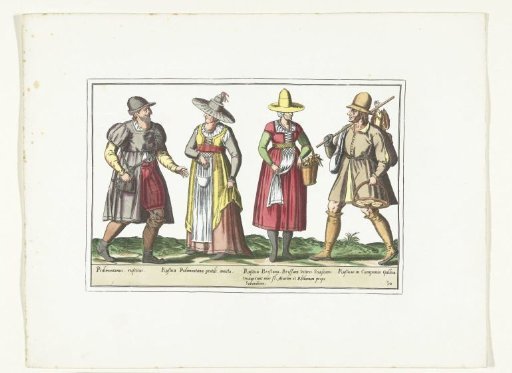 Two peasants and two peasant women dressed in Italian fashion, ca. 1580