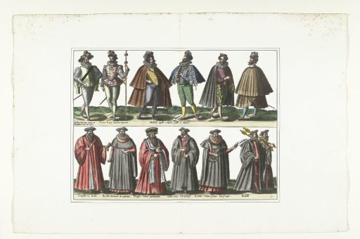 Double plate with twelve men dressed in French fashion, ca. 1580