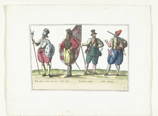 Four Soldiers in Uniforms According to the Fashion in the Netherlands and England, ca. 1580