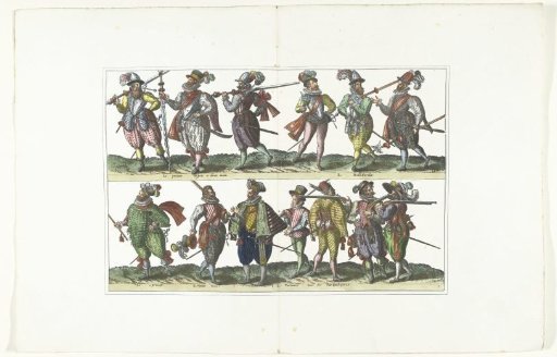 Double Plate with Thirteen Armed Citizens in Uniform According to the Fashion in Antwerp, ca. 1580