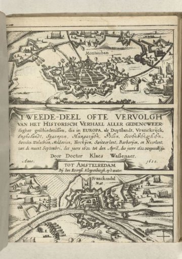 Title page of Historisch verhael, volume 1 (part 2), 1621-1622