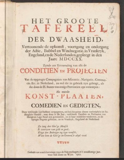 Title page of: The Great Mirror of Folly, 1720