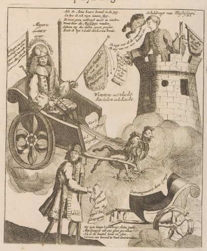 John Law, the inventor of the wind trade, in his triumphal chariot, 1720