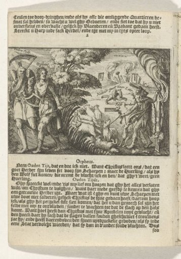 Old Time shows Orpheus the abuse by the false shepherds, 1625