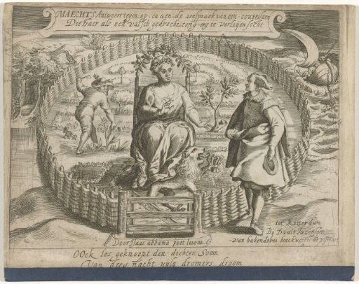 Title page of the pamphlet: Maecht's answer against, on, and to, the claim of a courtier / Who sought to deceive her as a false monster, with tongue-evil, 1617