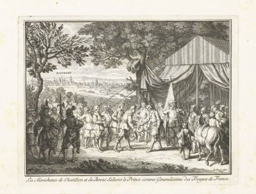 The field marshals de Chatellon and de Breze greet Prince Frederik Hendrik, 1632