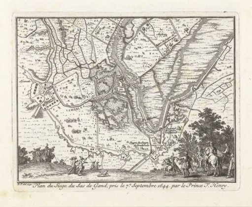 Map of the siege of Sas van Gent by Frederik Hendrik, 1629