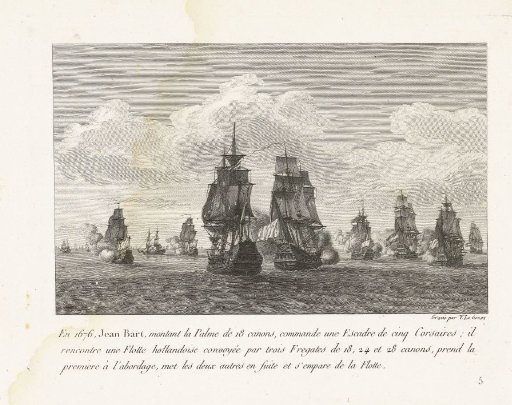 Jan Bart attacks a Dutch fleet with his squadron, 1676