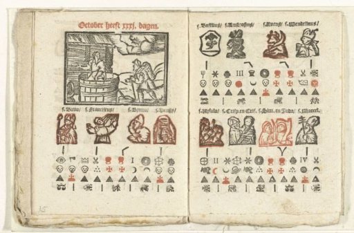 Pages with the forecast for the month of October, 1712