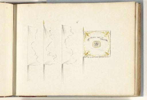 French standard and three banners in tatters, captured at the Battle of Ramillies, 1706